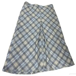 Pendleton 100% Virgin Wool Plaid Skirt Grey Pleaded Size 6 Knee Length